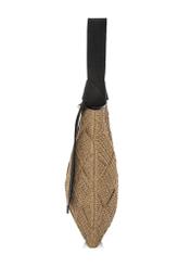 Beige women's handbag made of natural fiber TOREC-1039-1E(W26) - side view of the product, on a white background.
