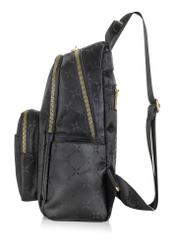 Black women's backpack with monogram TOREN-0255A-99(Z24)-03