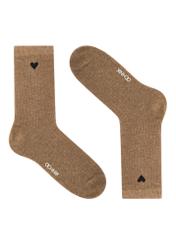 Set of beige women's socks ZESDT-0033-81(Z25), view of one part of the product in the packaging on a white background.