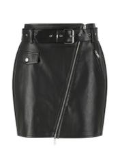 Black imitation leather skirt SPCDP-0001-99(W23)-05