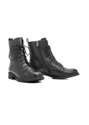 Women's leather ankle boots BUTYD-1200-99(Z25), diagonal product view on a white background.