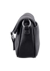 Black women's handbag with buckle TOREC-1370-99(Z26), side view of the product on a white background.