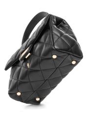 Black small quilted women's handbag TOREC-1092-99(Z25), close-up of detail on white background.