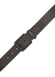 Brown suede men's belt PASMS-0281-1I(W26) - product view from above, on white background.