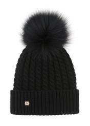 Black women's cap with pompom CZADT-0158-99(Z23)-02