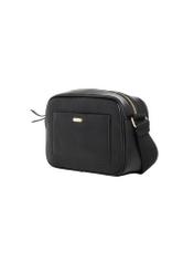 Black women's handbag with monogram TOREC-1290-9P(Z26), product view from an angle on a white background.