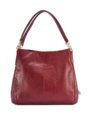 Dark red leather women's shopper bag TORES-0636D-4C(W26) - product view from the back, on a white background.