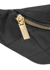 Black quilted women's bag TOREN-0266A-99(Z25) - close-up of the detail on a white background.