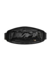 Black leather women's messenger bag TORES-1315-99(Z26) - product view from above, on a white background.