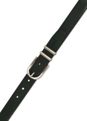 Green leather women's belt PASDS-0159D-54(Z25), view of the clasp of the product on a white background.
