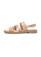 Light beige leather women's sandals BUTYD-1152-1A(W26), side product view on white background.