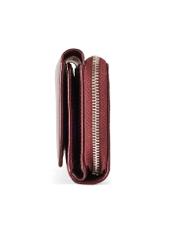 Women's leather wallet in burgundy color PORES-0968-49(Z25), side view of the product on a white background.