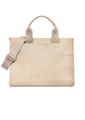 Light beige cotton women's handbag TOREN-0332-1B(W26), front product view on white background.