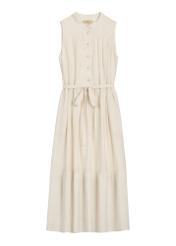 Cream viscose midi dress SUKDT-0280-0B(W26), front product view, on white background.