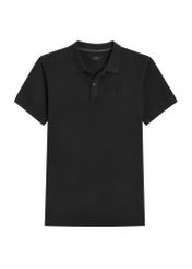 Men's black polo shirt POLMT-0055A-99(W26) - front product view, on a white background.