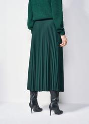 Dark green women's pleated skirt SPCDT-0096-54(Z24)-03