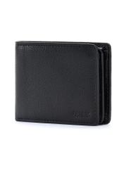 Black small leather men's wallet PORMS-0634A-99(Z25), diagonal product view on white background.