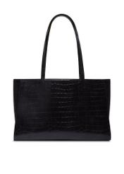 Black croco shopper bag TOREC-1287-9G(Z26), product view from the back on a white background.