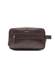 Brown men's cosmetic bag TORMS-0463-1H(Z26) front product view on white background.