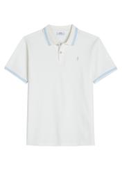 White polo shirt POLMT-0090-0B(W26) - front view of the product, on a white background.