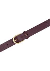 Burgundy women's leather belt PASDS-0345-4D(Z26), top product view on white background.