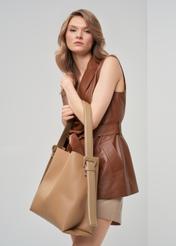 Beige imitation leather shopper bag TOREC-0903-81(W24)-08