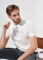 Cream T-shirt for men with logo TSHMT-0095-12(W24)-01