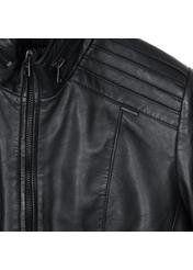 Women's leather jacket with welts KURDS-0348-5491(W22)-06