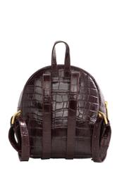 Burgundy croco leather women's backpack TORES-1323-4D(Z26) - product view from the back, on a white background.
