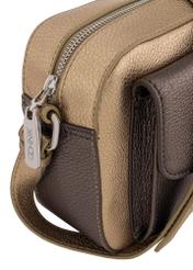 Women's gold leather postbag TORES-0951-28(Z23)-06