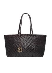 Dark brown woven women's handbag TORES-1301-1I(W26), front product view on white background.