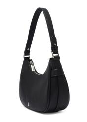 Black women's hobo bag with jewelry accent TOREC-1326-99(Z26), diagonal product view on a light background.