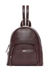 Burgundy women's backpack TOREC-1263-4D(Z26). Front view on white background.