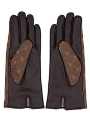 Brown women's leather gloves REKDS-0107-1I(Z26), product view from above, on white background.