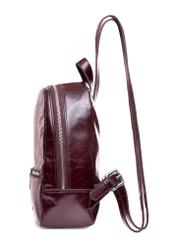 Burgundy leather women's backpack TORES-1173-49(Z25), side product view on white background.