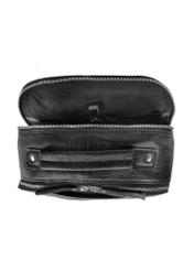Large black leather men's backpack PLCMS-0019A-99(Z25) - top view of the product on a white background.