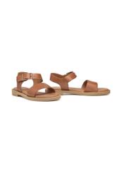 Women's leather sandals in cognac color BUTYD-1263-1F(W26), diagonal product view on a white background.