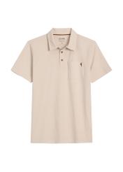 Men's light beige polo shirt POLMT-0088-1A(W26), front product view, on white background.