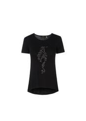 Black Women's T-shirt with applique TSHDT-0034-99(W19)-01