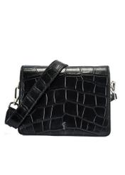 Black croco leather handbag TORES-1176-99(Z25), product view from the front on white background.