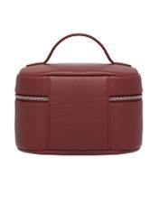 Red round women's cosmetic bag TOREC-0919-4C(Z26), product view from the back on a white background.
