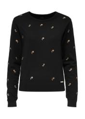 Black women's sweater with flowers SWEDT-0223-99(Z24)-01