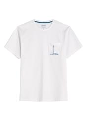 Men's white T-shirt with TSHMT-0145-0A(W26) print, front product view, on a white background.