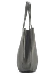 Black large leather shopper bag TORES-1212-9I(W26) - side product view, on white background.
