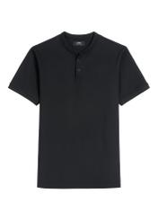 Black men's polo shirt POLMT-0095-99(W26), front product view on white background.
