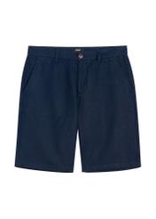Men's navy linen shorts SZOMT-0034-7E(W26), front product view on white background.