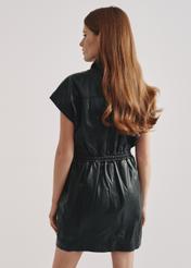 Black leather waist dress SUKDS-0049-5506(Z23)-03