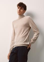 Beige men's turtleneck sweater SWEMT-0131-81(Z23)-01