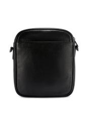 Black leather men's bag TORMS-0491-99(W26), product view from the back on a white background.