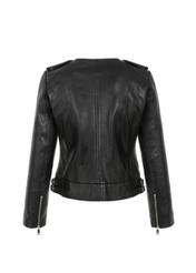 Women's classic black leather jacket KURDS-0366-5491(W22)-03